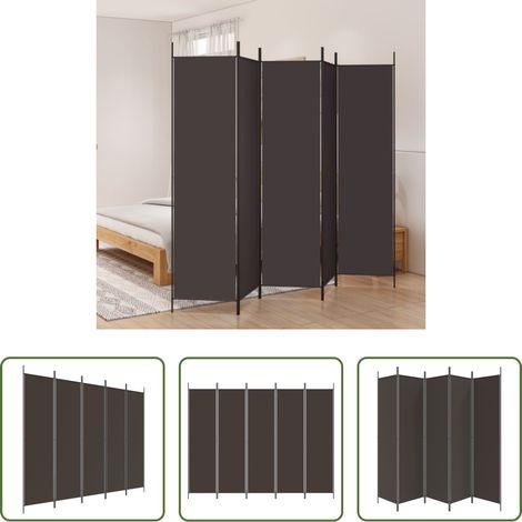 Raumteiler -  5-tlg. Paravent Braun 250x200 cm Stoff