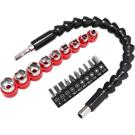 295 mm Flexible Extention Enhanced Soft Drill Electric Screwdriver Bit Set avec 10 embouts et embouts hexagonaux (5 mm - 13 mm) an Ideal Tool for Hardware Maintenance and Repair (1/5)