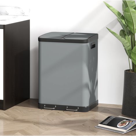 MEUBLIV Pattumiera a pedale 2x30 L grigia – doppio scomparto, senza montaggio (1/5)