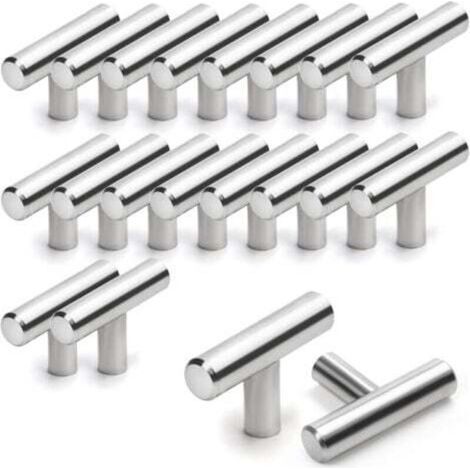 Lot de 20 Poignée Meuble Cuisine,50mm Poignée de Meuble Inox en Forme de T,Barre de Tiroir, Placards, Portes, Meubles, Salle de Bain, Chambres & Armoires (1/4)