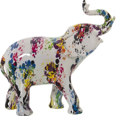 Statue éléphant décoratif en résine colorée - Palette artistique contemporaine (1/4)