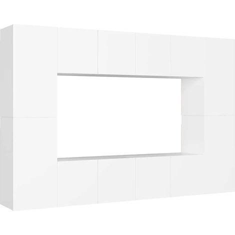 Ensemble de meubles TV 8 pcs，Banc Tv Moderne，Meuble De Rangement Blanc Bois d'ingénierie CFW13038 (1/5)