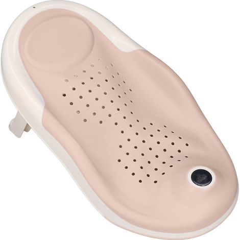 Support de bain pliable pour bébé avec thermomètre, antidérapant et ergonomique, rose (1/5)