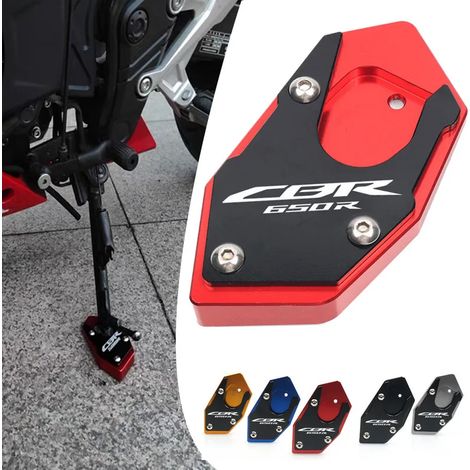 (CBR650R-Bleu) Compatible avec les motos HONDA CBR650R, CB650R et CBR650F : béquille latérale CNC, extension de béquille, plaque de support, support agrandissant la béquille maxpower (1/4)