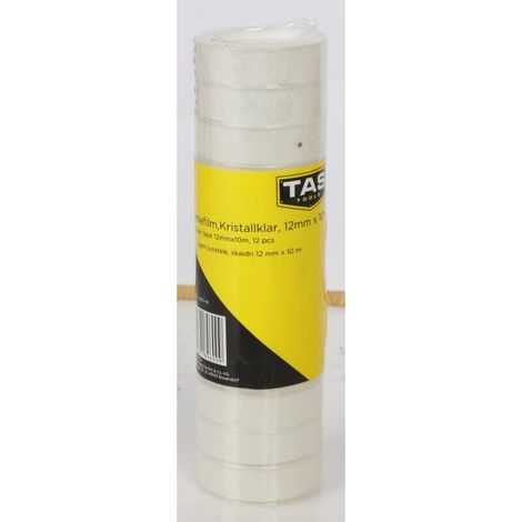 12x TAS Klebefilm 12 Rollen 10m Kristallklar Transparent Band Schulen Büro Tape (1/2)