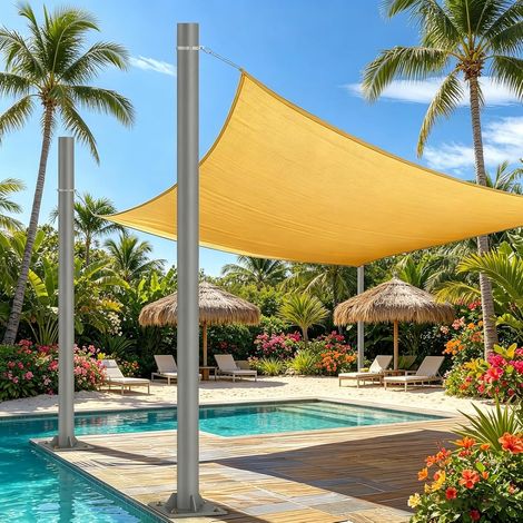 Voile d'Ombrage 4x3m Imperméable Toile Ombrage Exterieur Carré Anti-UV 95% PES Respirant pour Pergola Terrasse Exterieur Jardin Balcon Piscine avec Kit de Fixation (1/5)