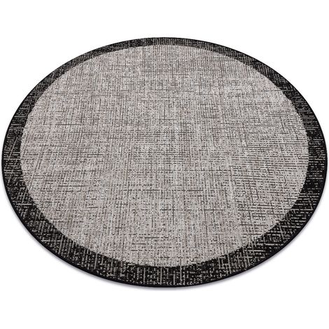 TEPPICH SIZAL FLOORLUX 20401 Rahmen KREIS silber / schwarz  grey rund 120 cm