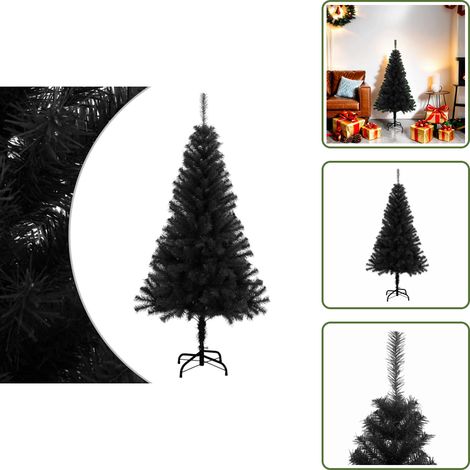 The Living Store Künstlicher Weihnachtsbaum mit Ständer Schwarz 120 cm PVC - Weihnachtsbaum Schwarz (1/5)