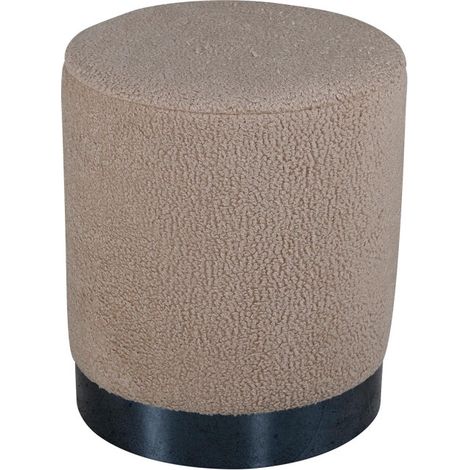Pouf Tissu Bouclette "Benji" 42cm Beige (1/5)