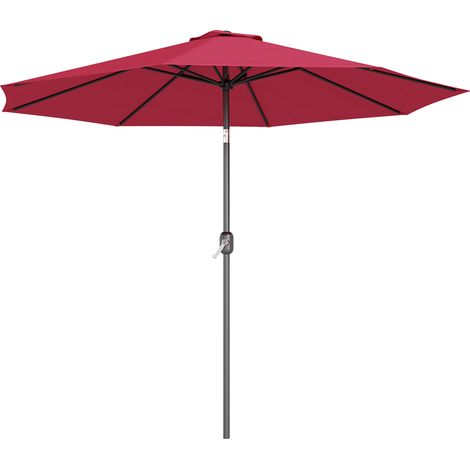 Ombrellone da Giardino 3x2.5 m Inclinabile con Palo Smontabile, in Metallo e Poliestere Rosso Scuro