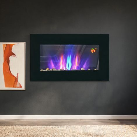 Poêle mural électrique 2000 W avec flammes LED 7 couleurs (1/5)