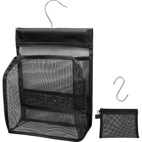 Panier de douche en maille avec crochets et trousse maquillage, séchage rapide, portable pour salle de bain ou dortoir (1/5)
