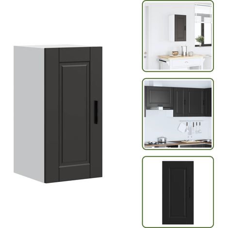 Gabinete de pared - vidaXL Mueble de pared de cocina Porto madera contrachapada negra - Muebles de madera