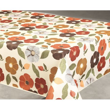 Tischdecke Polyester 140x240cm Blumen Beige Auf Kleiderbügel - Access Deco