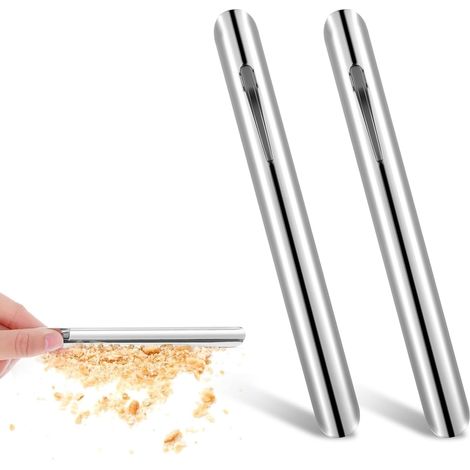 Lot de 2 ramasse-miettes de table pour serveurs, grattoir à miettes argenté avec clip de poche, idéal pour les restaurants, les maisons et les nappes. (1/5)
