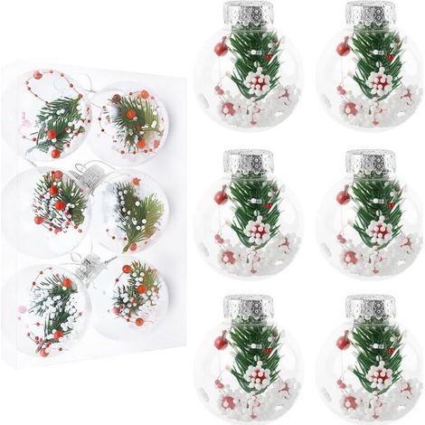 Bardusch-6 boules blanches or Ø6 cm, décoration intérieure/extérieure sapin Noël (1/4)