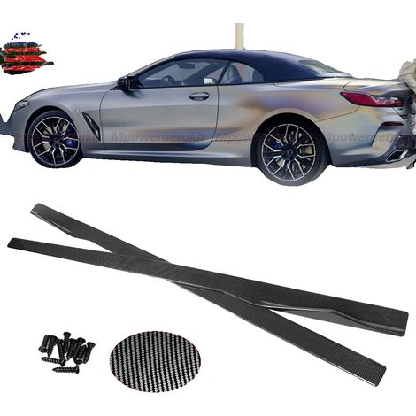 Estensioni minigonne laterali, materiale plastico, dimensioni 2251410 cm, adatte a veicoli a 2 porte, aerodinamica migliorata, finitura verniciata effetto fibra di carbonio (1/5)