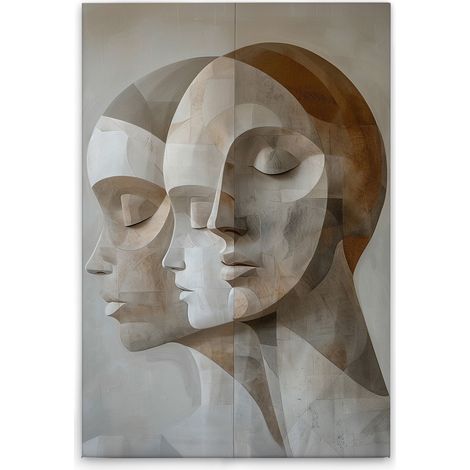 Leinwandbild Gesichter Formen Modern M1-No.52039 - Kunstdruck auf Leinwand in Beige Grau - Wandbild 30 x 45 cm (1/5)