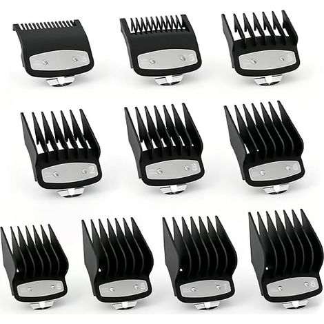 10 Pcs Trimmer Cutting Combs Comb Guide for Hair Clippers - Sizes 0.3cm to 25mm 0.5-8 Plastic Accessories Set (1/5)