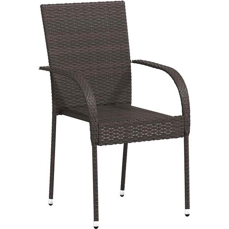Lot de 2 Chaises empilables d'extérieur,Chaise de jardin Résine tressée Marron CFW7178567 (1/5)