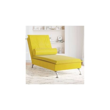 Chaise longue de massage avec traversin jaune velours (1/5)
