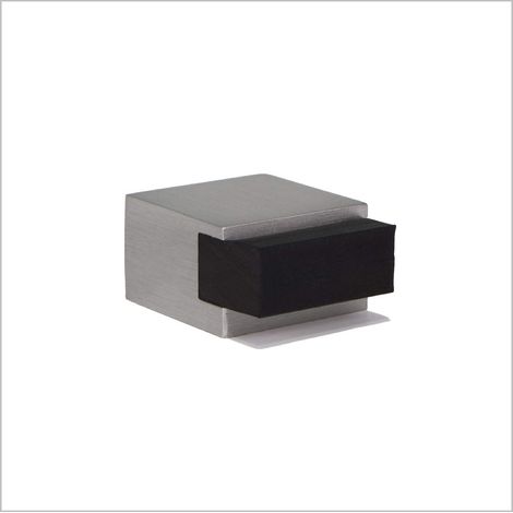 EVI Herrajes  Mini Fermaporta Adesivo  20 x 14 mm  Gomma Nera di Silicone Naturale  Carré  Acciaio Inox  Ottima adesione  100% funzionale  Mod. 197/20x14-AM (1/5)