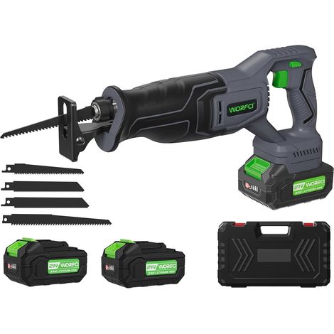 Scie Sabre Sans Fil avec 2 Batteries, Moteur Brushless, Vitesse Variable 0-3500 CPM, 4 Lames, Changement de Lame Sans Outil pour Couper Bois/PVC/Métal (1/5)
