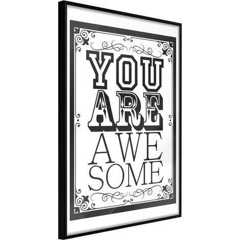 Affiche Murale Encadrée "You Are Awesome" 21 x 30 cm Noir