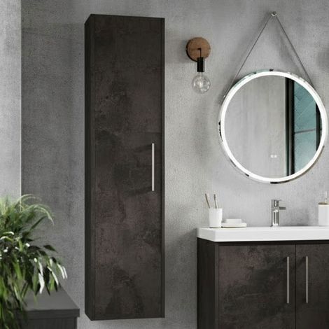 Hudson Reed Juno Wall Hung Tall Storage Unit 350mm Wide - Metallic Slate (1/3)