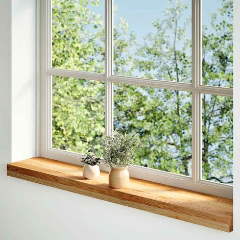 Lot de 2 Appuis de fenêtre,Rebord de fenêtre marron clair bois de chêne massif CFW49452 (1/5)
