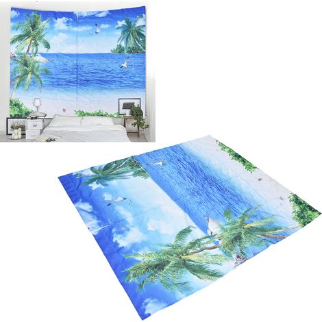 Double Rideau Fenêtre Polyester Impression Digitale Innovante Tissu Anti-Lumière 170x200cm 66.9x78.7in Type 36 Bleu Marine Ocean (1/5)