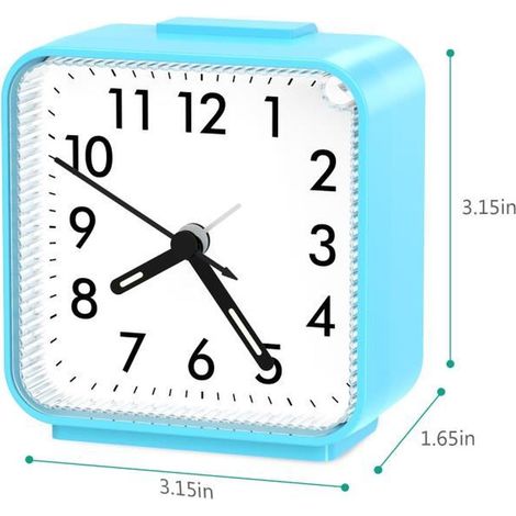 Réveil Matin, Réveils Analogiques à Quartz Numérique 3D, Petite Réveil Silencieux sans Tic-Tac, Veilleuse et Snooze - Bleu