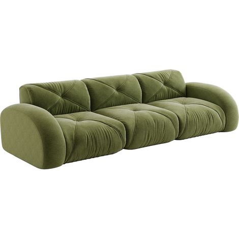 CAIziCanapé sans cadre, canapé modulable trois places extra-large, vert