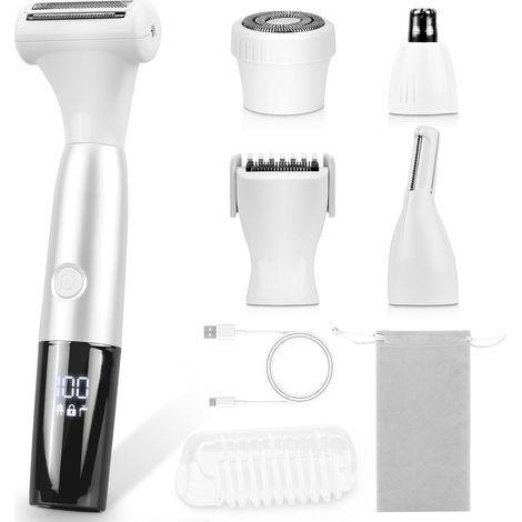 Rasoir 5 en 1 pour le maillot (femmes) - Rasoirs électriques pour femmes, rasoir électrique sans fil rechargeable, rasoir étanche IPX7 pour une utilisation sur peau sèche ou humide, idéal pour le visa (1/5)
