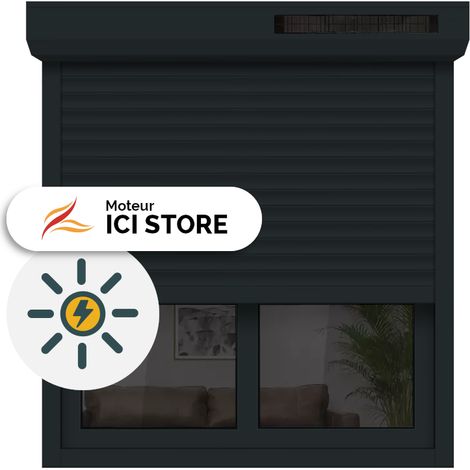 Volet roulant solaire aluminium H120xL120 – Motorisation radio solaire – Coffre 150mm – Coloris anthracite RAL 7016 – Isolation renforcée – Ici Store (1/5)