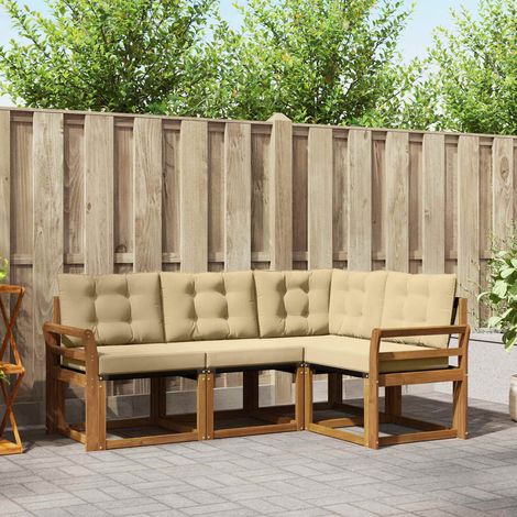 Outdoor-Sofagarnitur mit Kissen 4 pcs Natur und Beige (1/5)