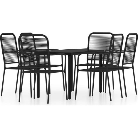Maison Exclusive - 7-tlg. Garten-Essgruppe Schwarz
