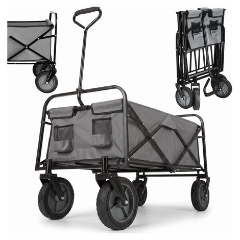 Carrello da giardino pieghevole per il trasporto, 80 kg, grigio-nero (1/5)