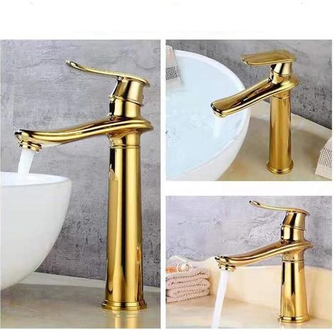 Robinet de lavabo monocommande en laiton blanc, mitigeur eau chaude/eau froide monobloc au design moderne (1/3)
