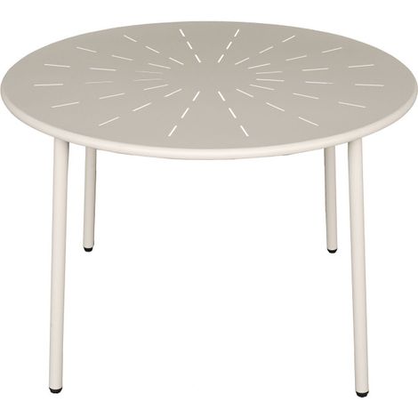 Table à manger de jardin 4 personnes ronde en métal  - Beige - Zola