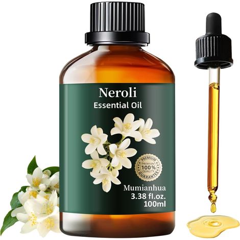 Huile Essentielle Fleur d'Oranger100ML, Neroli Huile Essentielle 100% Pure de Qualité Thérapeutique pour Diffuseur, Humidificateur, Massage, Skin, Bain aromatique,Fragrance pour Bougie (1/5)