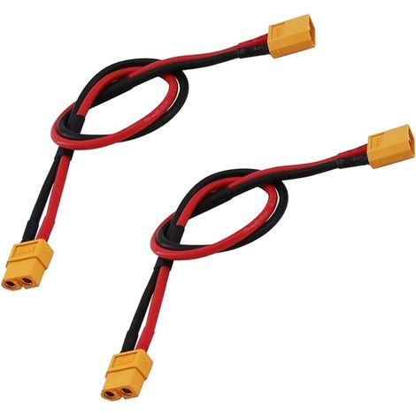 2 pièces Câbles Extension de Connecteur Mâle vers Femelle Prise XT60 avec Fil en Silicone 30cm 14AWG pour Batterie RC Lipo (1/5)