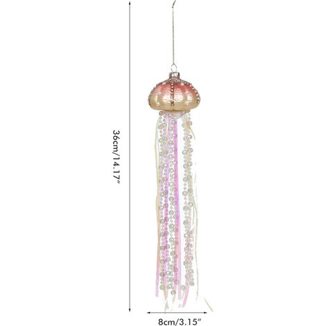 Lot de 4 pendentifs méduses en perles de verre, décorations à suspendre pour sapin de Noël et décorations de maison et de Noël (1/4)