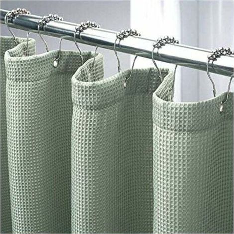 180 x 180 cm, rideau de douche vert sauge rideau de douche gaufré, rideau de douche en tissu hydrofuge, 12 œillets métalliques, polyester de qualité supérieure, résistant, vert sauge