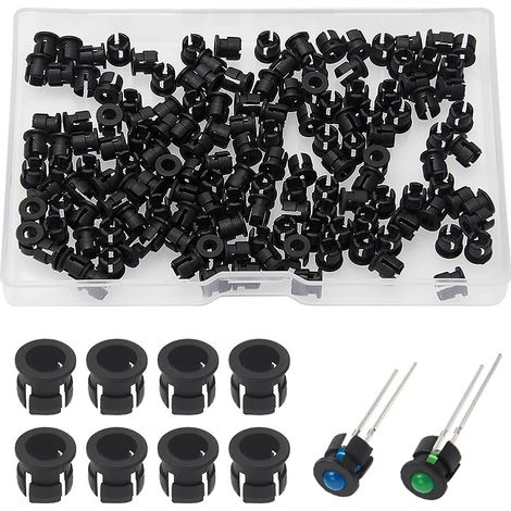 150 Pièces 3mm Support de Diode LED, Douilles Lampe LED en Plastique Noir, LED Encastrable Clip de Montage Support, Support de Diode de Douille de Lampe en Plastique (1/5)