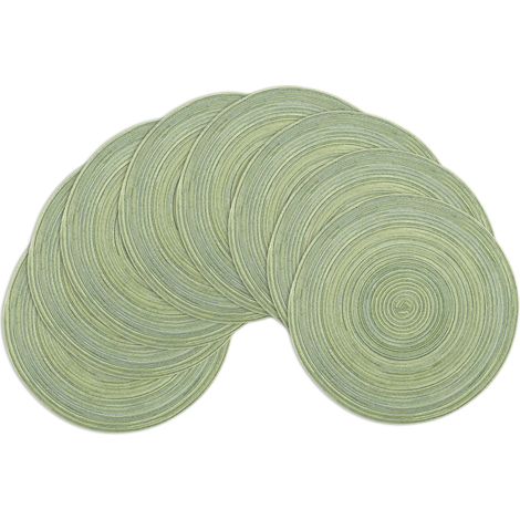 Manteles individuales redondos trenzados, manteles individuales aislantes para la cocina, 38 cm (verde, juego de 8)