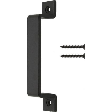 2pcs Poignée de porte de grange Poignée de porte en acier noir massif (le noir)160mm (1/4)