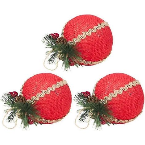 Boules de Noël en mousse, ornement rustique, boules de Noël (rouges) (3 pièces) (1/5)