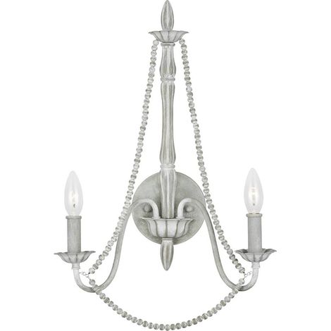 Applique Classica Maryville Acciaio Grigio Slavato Legno 2 Luci E14 (1/5)