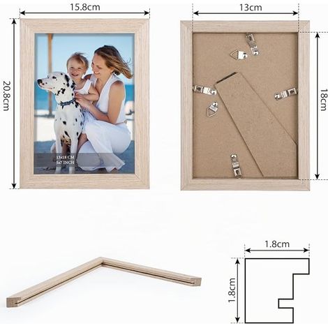Cadre photo 13x18 cm Chêne, cadre en bois MDF, verre acrylique transparent, cadre moderne interchangeable pour photos, tableaux, œuvres d'art (1/4)